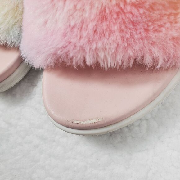 Dolce Vita “Jinah” Faux Fur Colorful Pastel Tie Dye Print Slides Size 9 - Picture 13 of 16